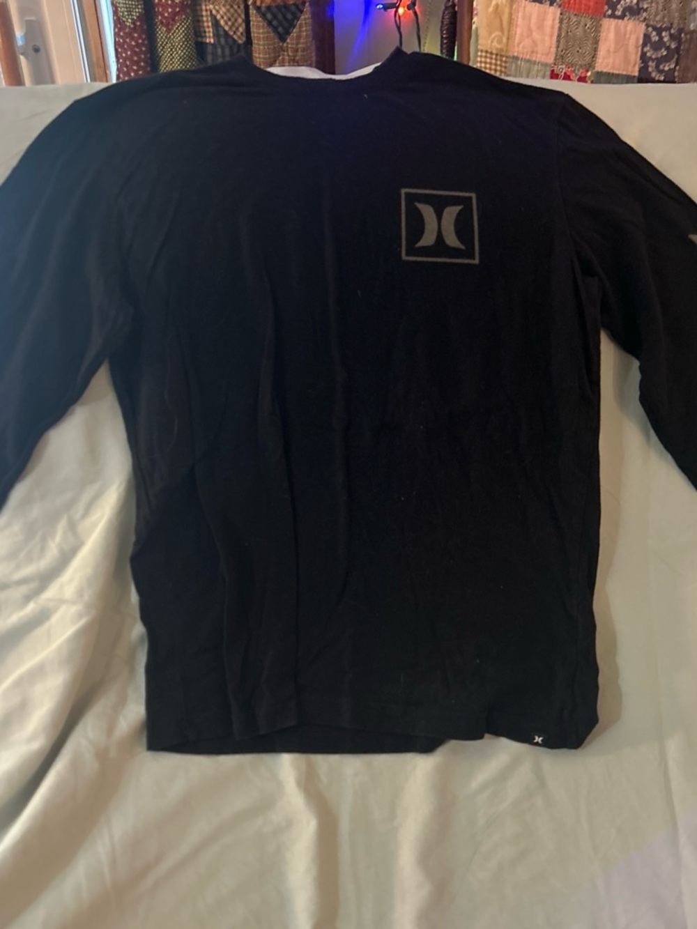Boys Hurley Black Long Sleeve Shirt with Chest Logo